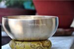 8 inch handmade Tibetan Therapy singing bowl with matt finish – thin wall design crafted in Nepal, includes mallet and cushion