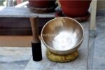 8 inch handmade Tibetan Therapy singing bowl with matt finish – thin wall design crafted in Nepal, includes mallet and cushion
