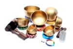 Hand Beaten Singing Bowl Set of 7 – Handmade in Nepal with chakra cushions and bracelet