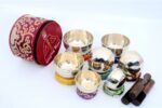 Plain Shiny Singing Bowl Set of 7 with flat cushions, mallets, and carry case – handmade in Nepal