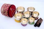 Plain Shiny Singing Bowl Set of 7 with flat cushions, mallets, and carry case – handmade in Nepal