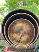 Artisan 3 Layer Tiger Eye Singing Bowl Set-Hanging Chakra Bowls - Image 2